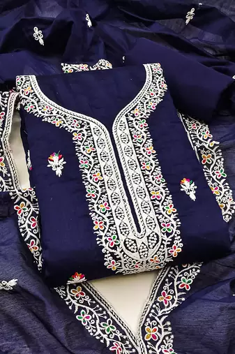 Floral Embroidered Unstitched Dress Material