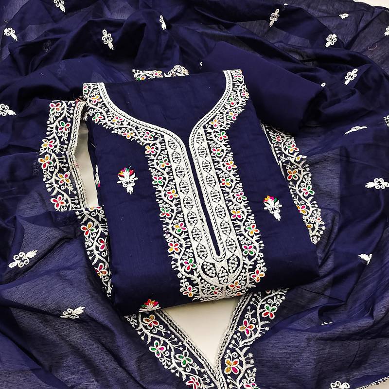 Floral Embroidered Unstitched Dress Material