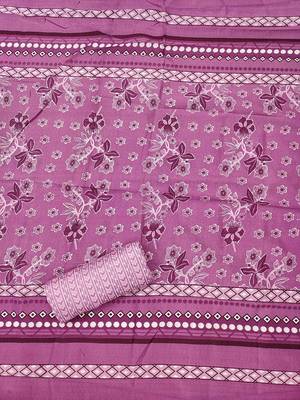 Floral Printed Embroidered Pure Cotton Unstitched Dress Material 4