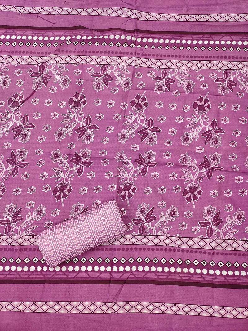 Floral Printed Embroidered Pure Cotton Unstitched Dress Material