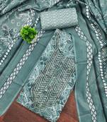Floral Printed Sequinned Pure Cotton Unstitched Dress Material