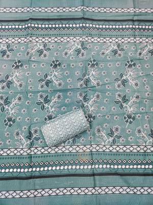 Floral Printed Sequinned Pure Cotton Unstitched Dress Material 4