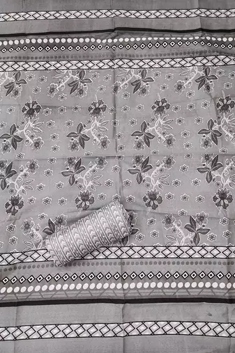 Floral Printed Thread Work Cotton Unstitched Dress Material