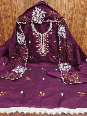 Floral Embroidred Unstitched Dress Material 2