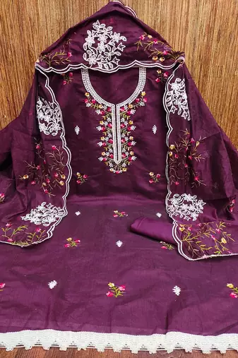 Floral Embroidred Unstitched Dress Material