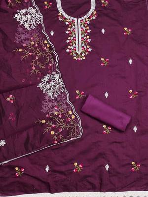 Floral Embroidred Unstitched Dress Material 3