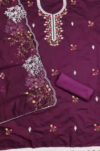 Floral Embroidred Unstitched Dress Material