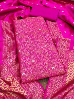 Floral Woven Design Jacquard Unstitched Dress Materi 5