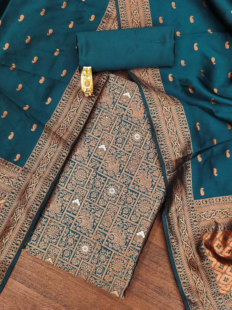 Floral Woven Design Unstitched Dress Material