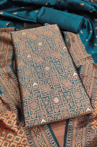 Floral Woven Design Unstitched Dress Material