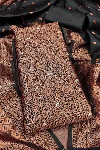 Ethnic Motifs Woven Design Jacquard Unstitched Dress Material
