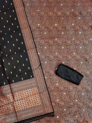 Ethnic Motifs Woven Design Jacquard Unstitched Dress Material 4