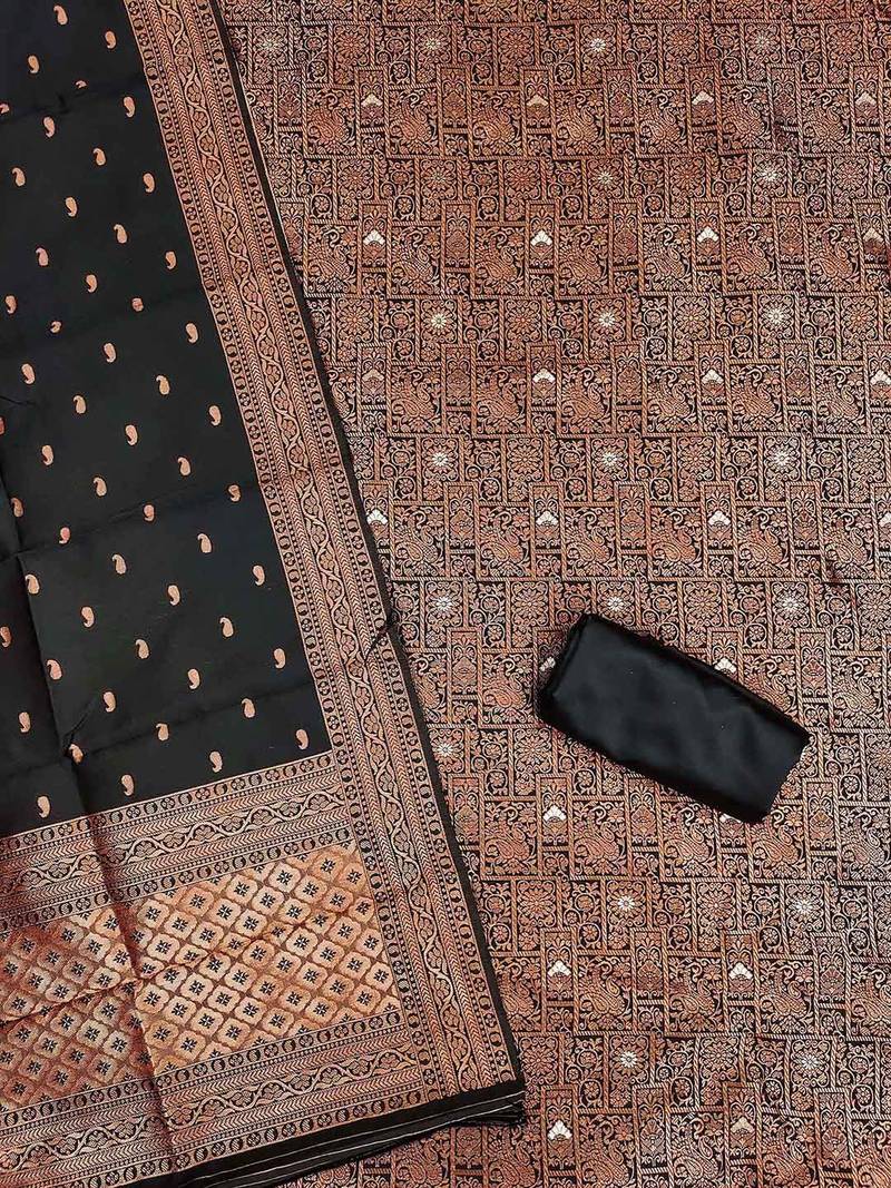 Ethnic Motifs Woven Design Jacquard Unstitched Dress Material