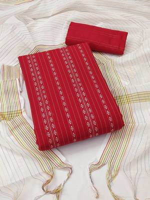 Striped Cotton Jacquard Unstitched Dress Material 1