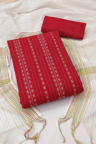 Striped Cotton Jacquard Unstitched Dress Material