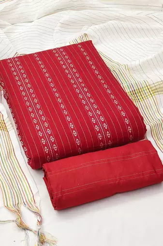 Striped Cotton Jacquard Unstitched Dress Material