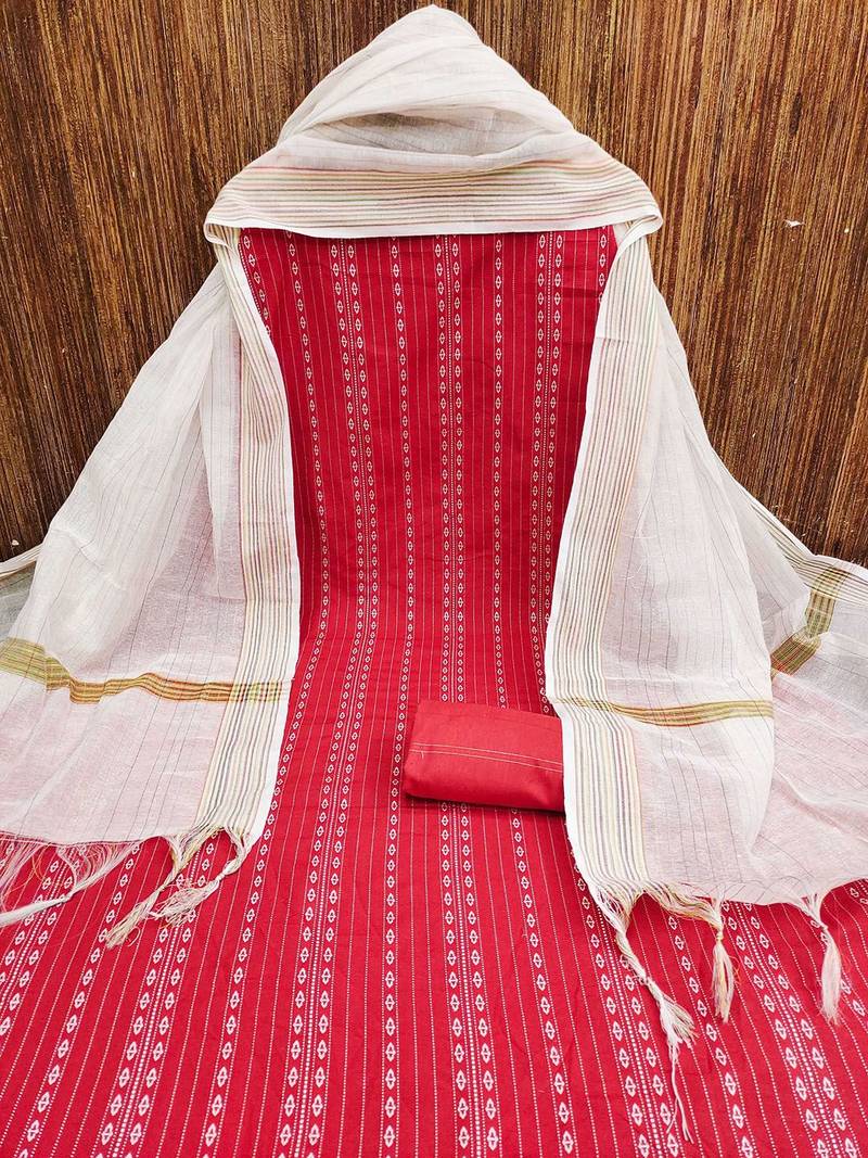 Striped Cotton Jacquard Unstitched Dress Material