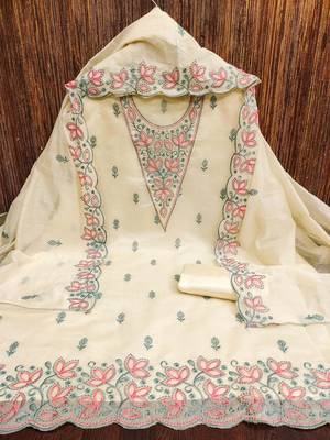 Floral Embroidered Unstitched Dress Material 3