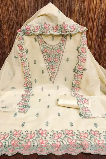 Floral Embroidered Unstitched Dress Material