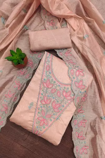 Floral Embroidered Unstitched Dress Material