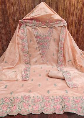 Floral Embroidered Unstitched Dress Material 2