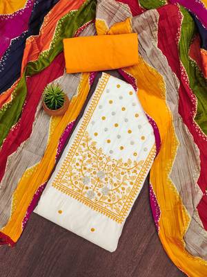 Floral Embroidered Sequinned Unstitched Dress Material 1