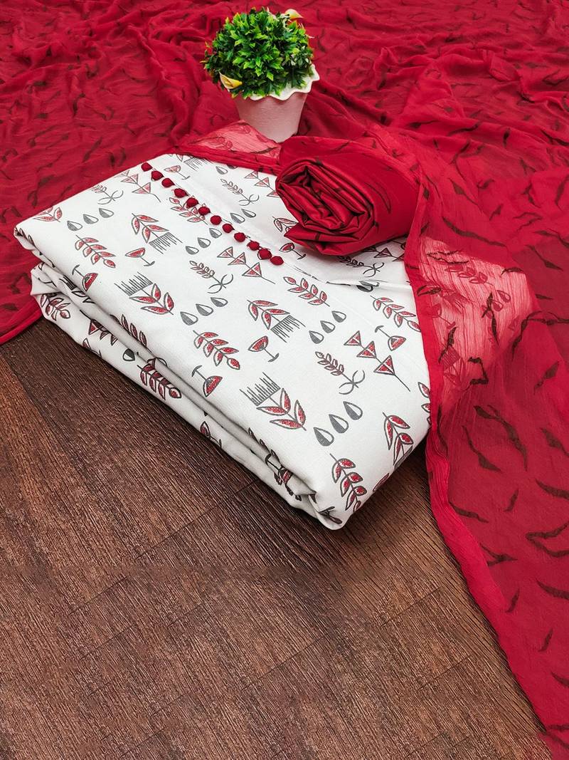 Floral Printed Unstitched Dress Material