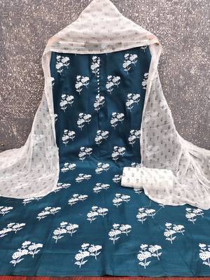 Printed Pure Cotton Unstitched Dress Material 2