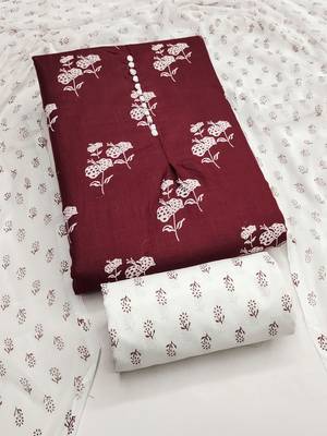 Printed Pure Cotton Unstitched Dress Material 1