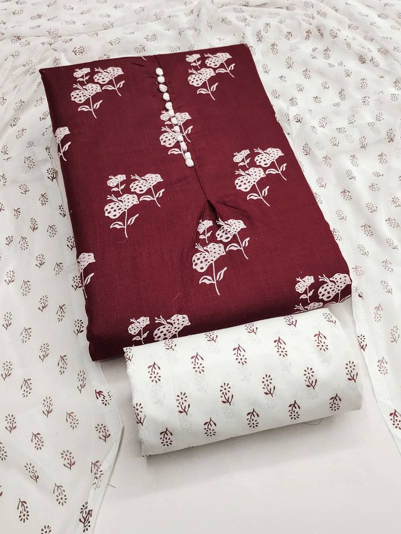 Printed Pure Cotton Unstitched Dress Material