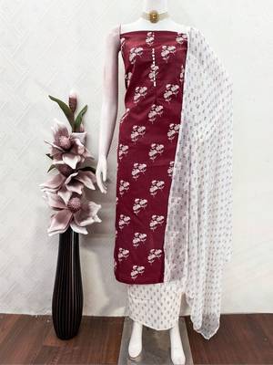 Printed Pure Cotton Unstitched Dress Material 3