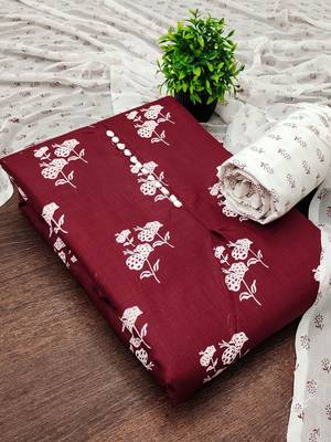 Printed Pure Cotton Unstitched Dress Material 4