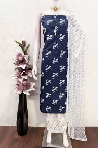 Printed Pure Cotton Unstitched Dress Material