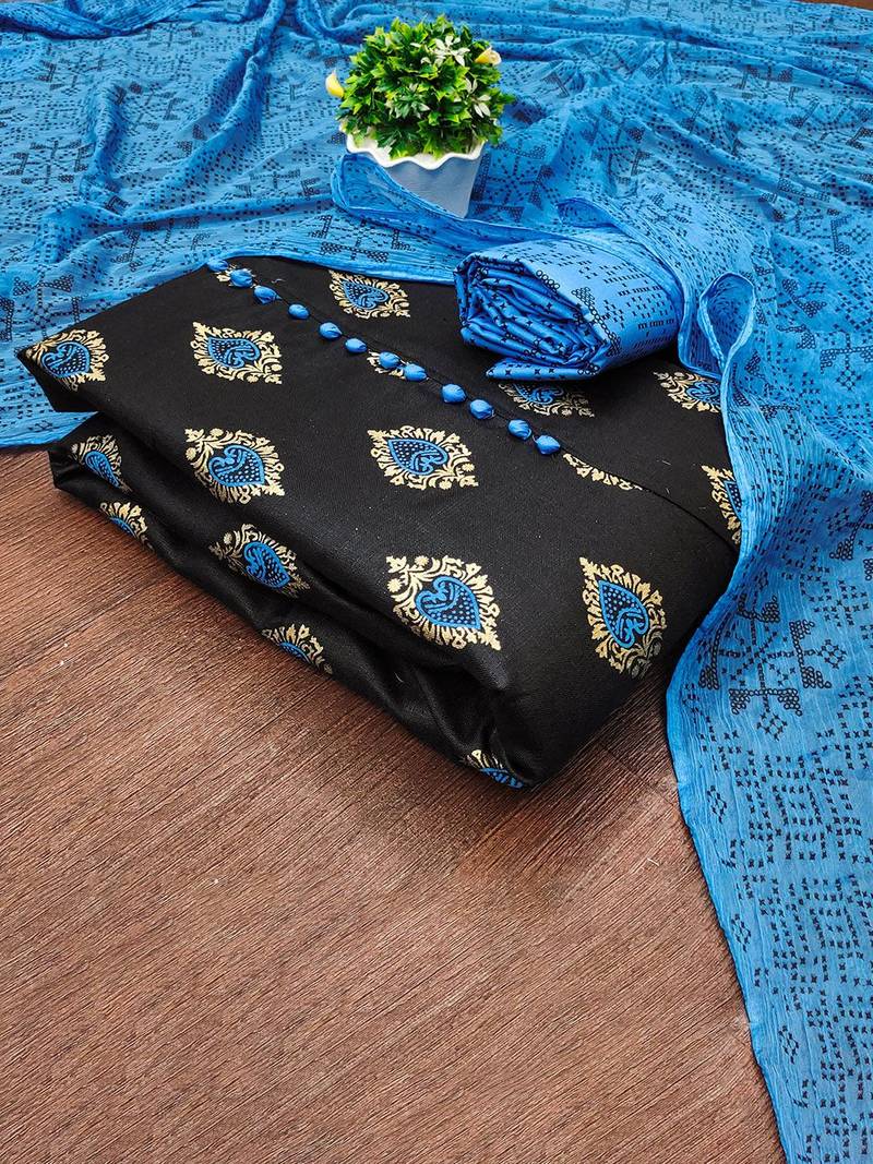 Floral Printed Unstitched Dress Material