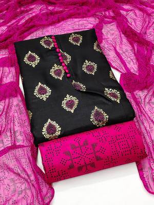 Floral Embroidered Unstitched Dress Material 1