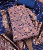 Floral Woven Design Jacquard Silk Zari Unstitched Dress Material