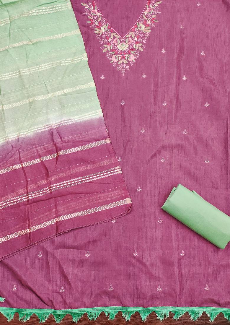 Floral Embroidered Unstitched Dress Material