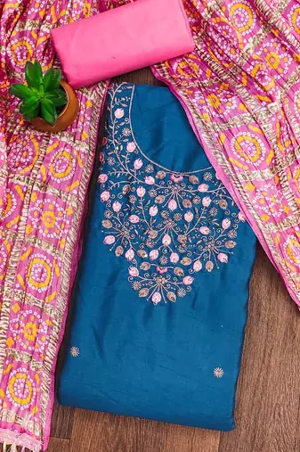 Floral Embroidered Sequinned Unstitched Dress Material