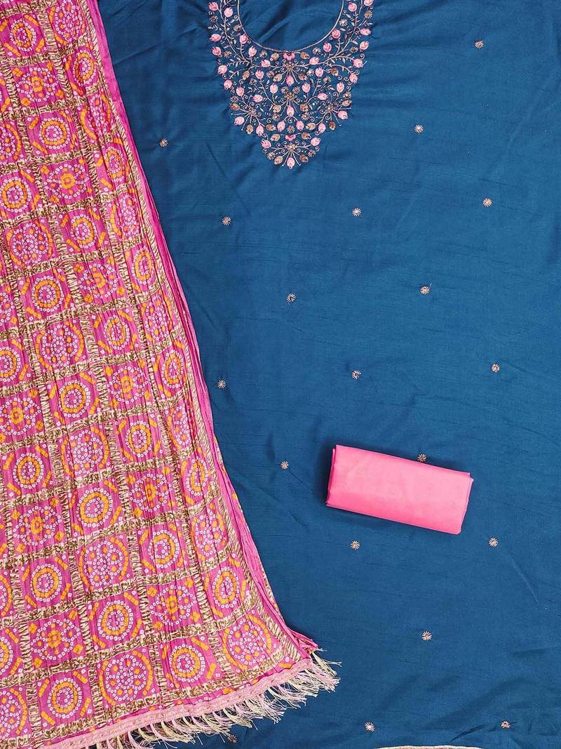 Floral Embroidered Sequinned Unstitched Dress Material