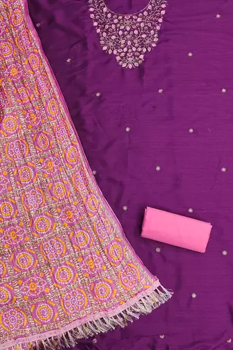Embroidered Beads and Stones Unstitched Dress Material