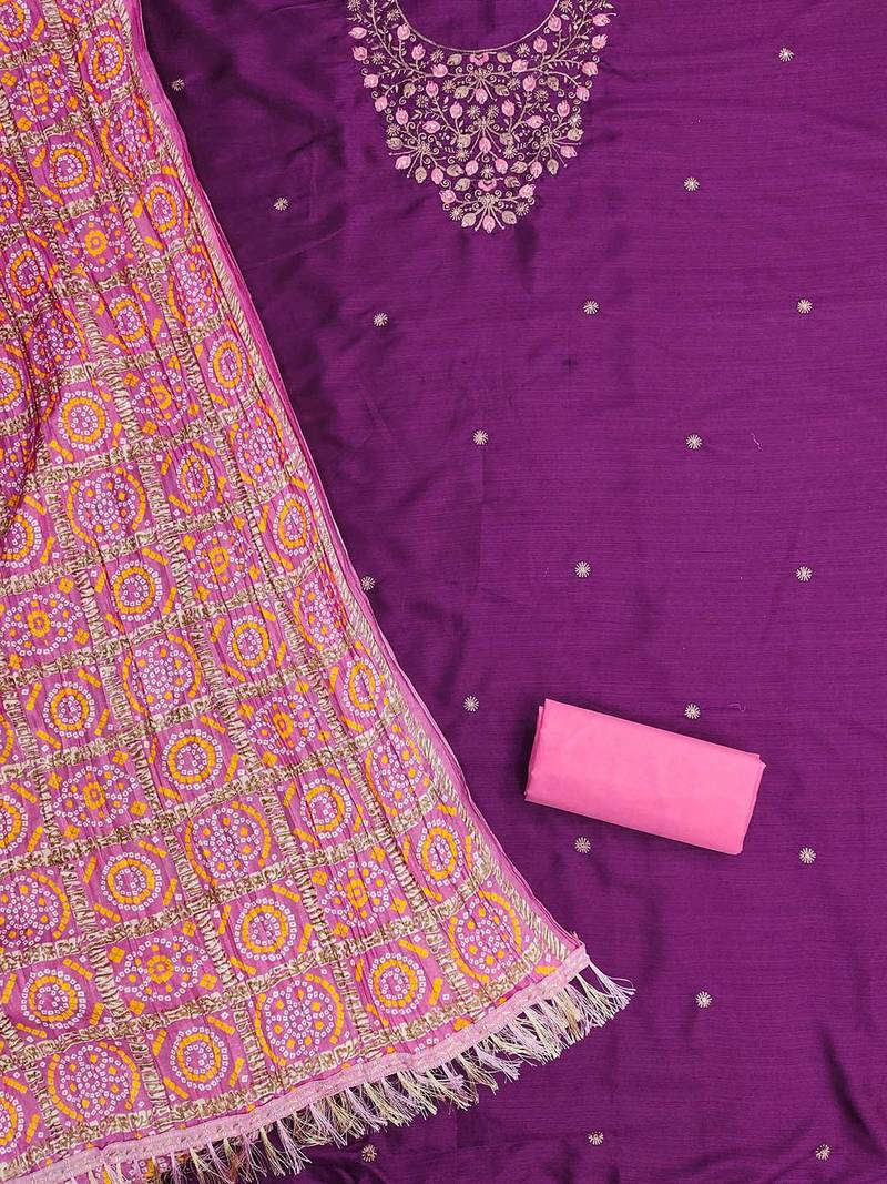 Embroidered Beads and Stones Unstitched Dress Material
