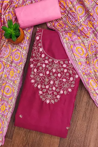 Embroidered Sequinned Cotton Unstitched Dress Material