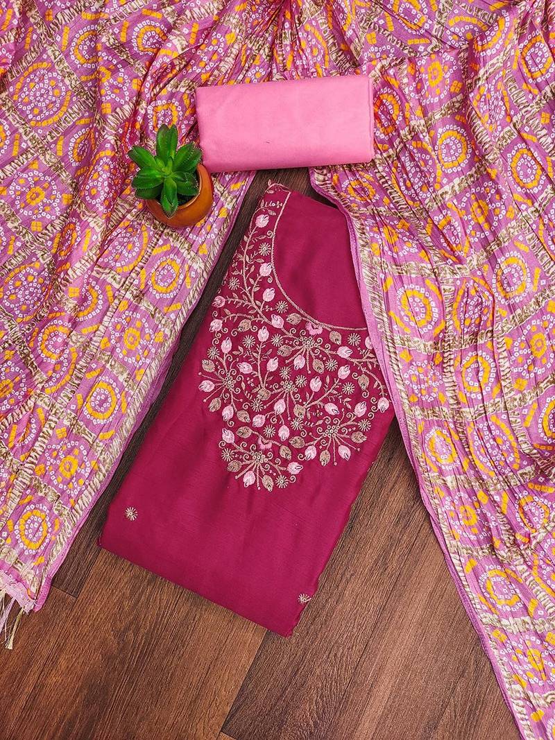 Embroidered Sequinned Cotton Unstitched Dress Material