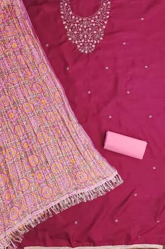 Embroidered Sequinned Cotton Unstitched Dress Material
