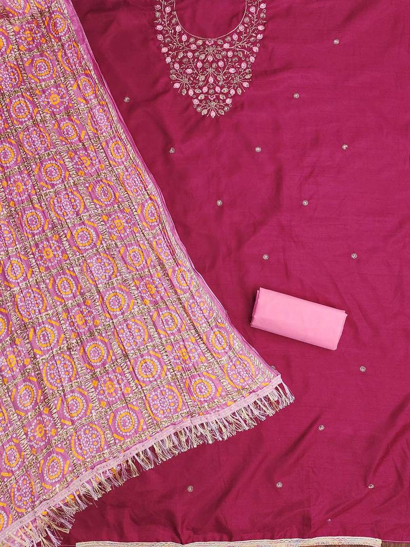 Embroidered Sequinned Cotton Unstitched Dress Material