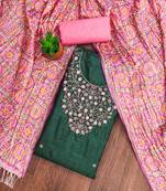 Floral Embroidered Embellished Cotton Unstitched Dress Material