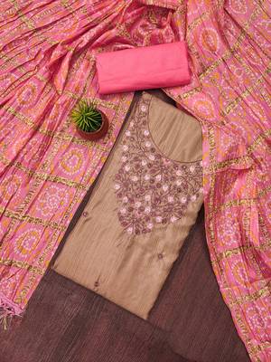 Floral Embroidered Sequinned Unstitched Dress Material 1