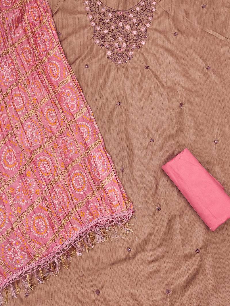 Floral Embroidered Sequinned Unstitched Dress Material