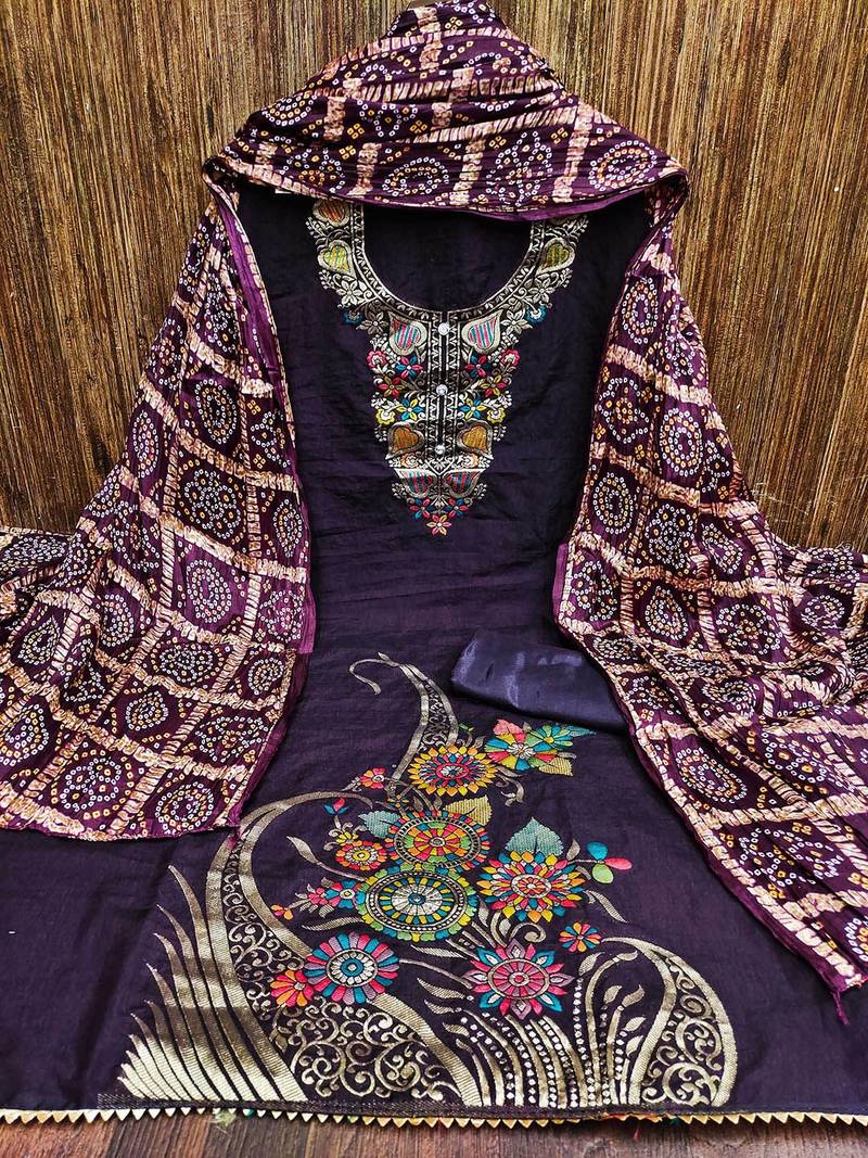 Embellished Unstitched Dress Material
