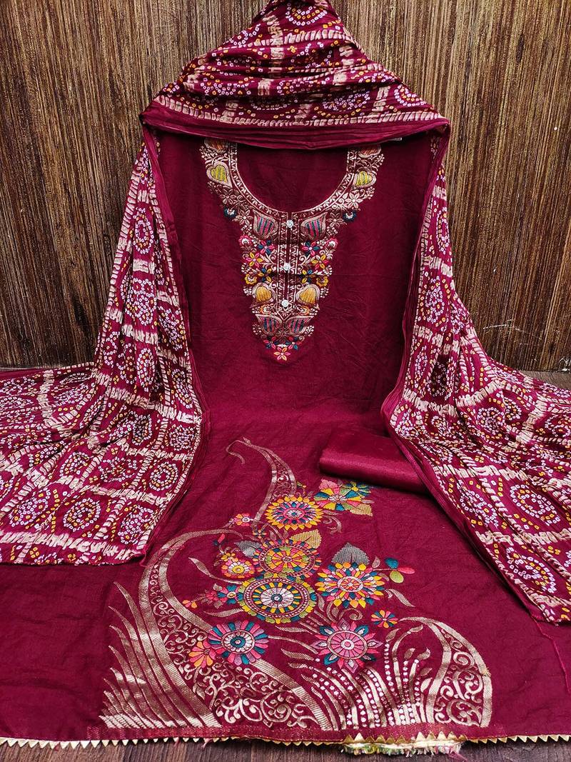 Embellished Unstitched Dress Material